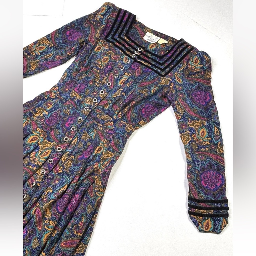 Kathie Lee For Plaza South Dress Women’s Medium (8-10) Vintage Button Paisley - Picture 2 of 10